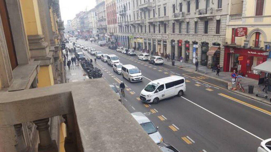 Protesta dei tassisti a Milano